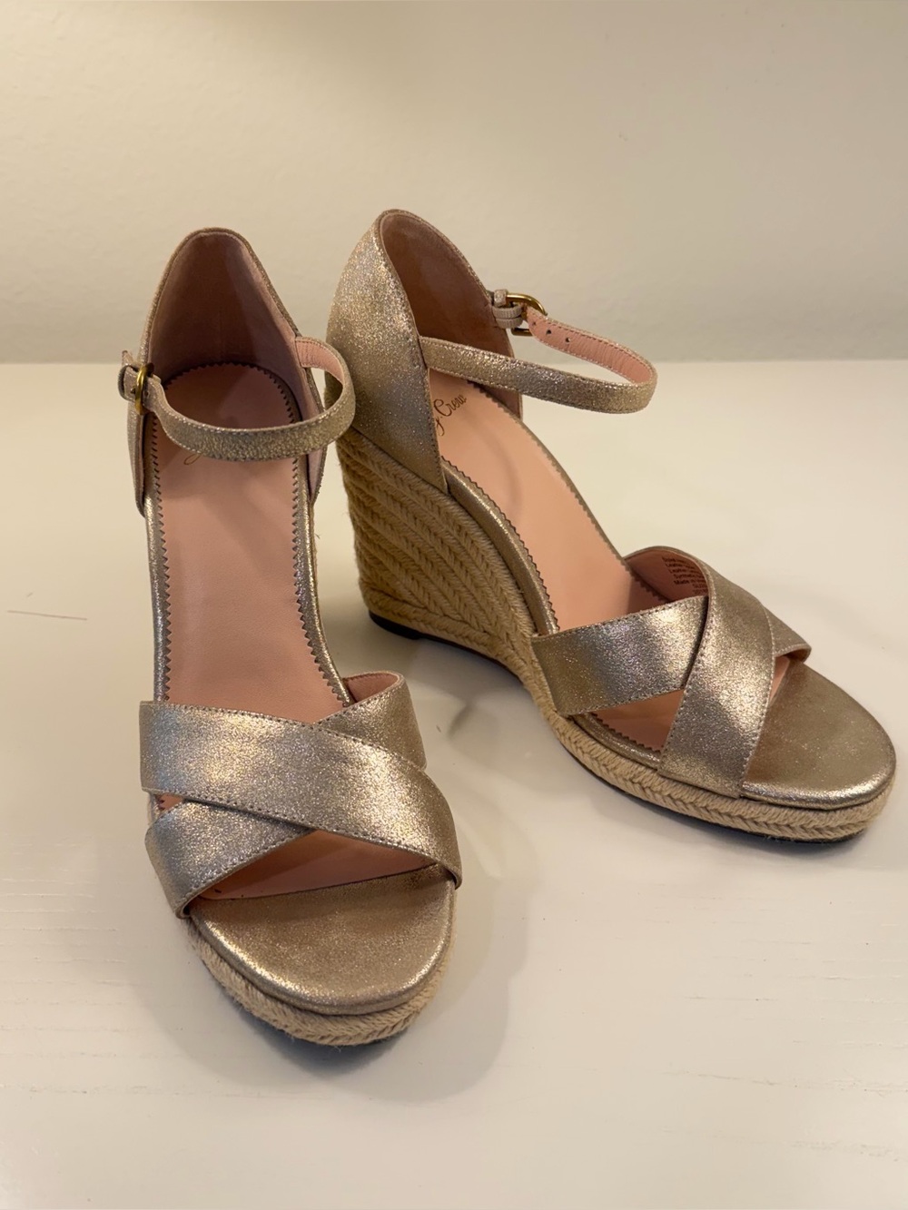 J.Crew Gold Espadrille Wedge Sandals 9.5